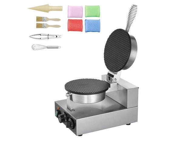 Electric Ice Cream Cone Maker, Commercial 1230W Waffle Cone Machine, Non-Stick Stainless Steel Egg Roll Mold, with Temperature and Time Control,...