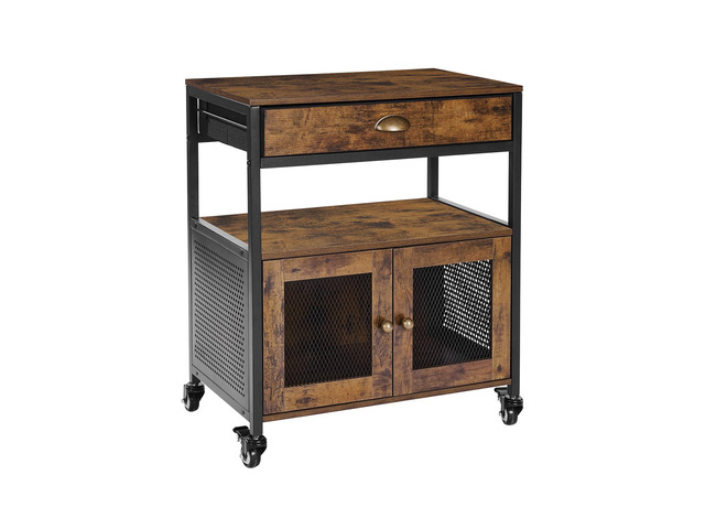 Coffee Bar Cabinet, 24 Inch Farmhouse Coffee Bar Cabinet with Storage, Movable Coffee Bar Table with Wheels & Mesh Door, Sideboard Buffet Cabinet...