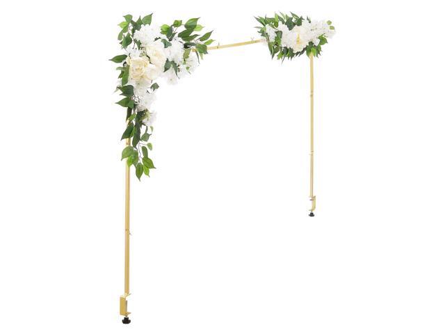 Over the Table Rod Stand with Clamps, Adjustable 28'-98' Length & 13'-42' Height, Table Arch Stand with Floral Accessories, Gold Balloon Frame for...