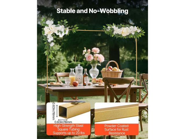 Over the Table Rod Stand with Clamps, Adjustable 28'-98' Length & 13'-42' Height, Table Arch Stand with Floral Accessories, Gold Balloon Frame for...