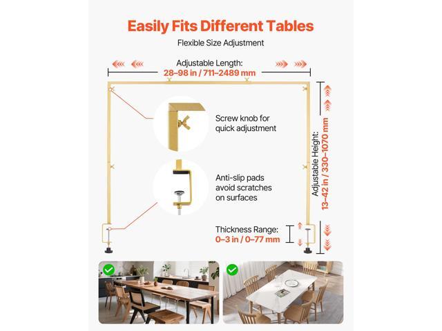 Over the Table Rod Stand with Clamps, Adjustable 28'-98' Length & 13'-42' Height, Table Arch Stand with Floral Accessories, Gold Balloon Frame for...