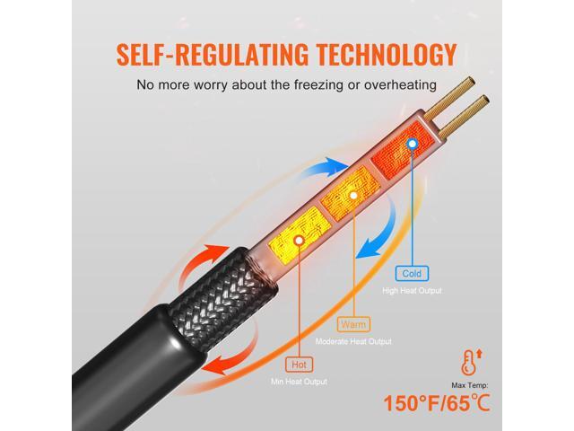 VEVOR Self-Regulating Pipe Heating Cable 80FT 5W/FT Heat Tape for Pipes Roof