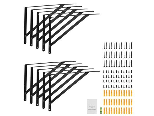 Shelf Bracket, 12 x 8 in 10 Pcs, Heavy Duty Floating Shelf Brackets, Brackets for Shelves, 3mm Thick Matte Black Triangle Shelf Bracket,Steel...