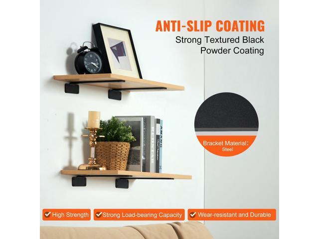 VEVOR Shelf Bracket, 6L x 4W x 1.6H 6 Pcs, Heavy Duty Floating Shelf Brackets, Brackets for Shelves, 5mm Thick Matte Black L Shelf Bracket,Steel...