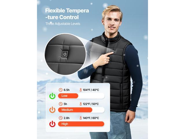 Heated Vest, Men Electric Heating Vest with 16000 mAh Battery Pack, 8 Heating Zones Lightweight Rechargeable Winter-Vest with 3 Levels, for Outdoor...