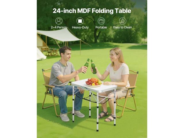 Folding Camping Table, Adjustable Height Portable Side Tables, Aluminum MDF Beach Table with Mesh Layer, Carrying Handle, Lightweight Compact for...