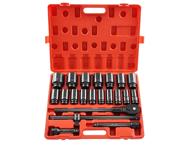 Impact Socket Set 3/4 Inches 22 Piece Deep Impact Sockets, Socket Assortment 3/4 Inches Drive Socket Set Impact Standard SAE Sizes 7/8 Inches to 2...