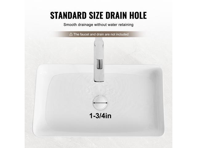 VEVOR Rectangle Vessel Sink, 24' x 13.8' Bathroom Vessel Sink Countertop, White Ceramic Bathroom Sinks Above Counter, Modern Style, Bright and...