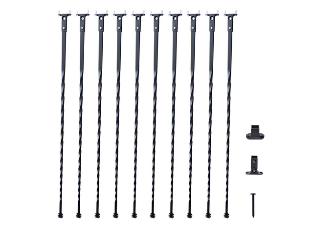 Staircase Metal Balusters, 44'' x 1/2' Galvanized Steel Decorative Banister Spindles, 10 Pack Deck Baluster with Hollow Twists, Satin Black Spiral...