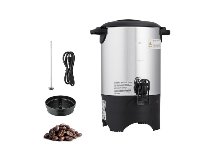 Commercial Coffee Urn, 30 Cup 4.5 L Hot Beverage Dispenser with Dripless Faucet, Quick-Brewing Commercial Coffee Maker with Stainless Steel Liner,...