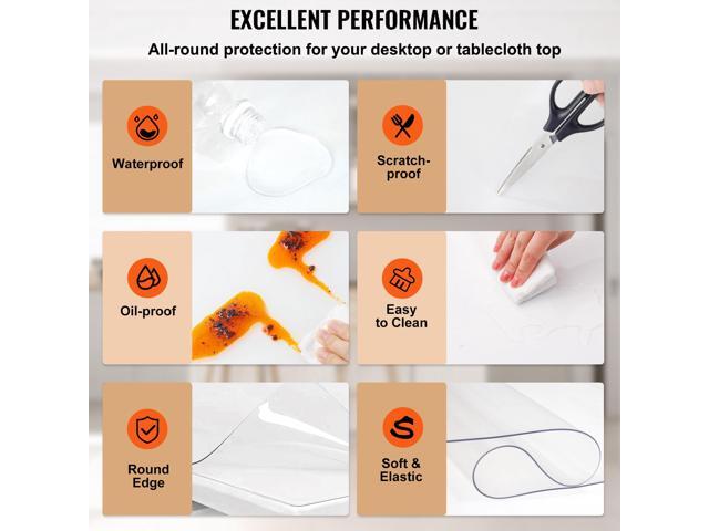 Plastic Table Cover, 45'x100'x0.06', Transparent PVC Table Protector, Rectangle Clear Desk Mat, Water Oil Proof Table Cover for Dining Table Coffer...