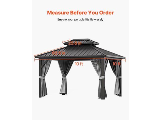 Winter Gazebo Cover Fits 10 x 10 ft Hardtop Gazebos, All-Weather Double-Tiered Gazebo Cover with Sidewalls & Mesh Windows, High-Density PE Enclosed...