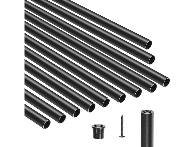Staircase Balusters 101 Pack, 26 In Aluminum Stair Balusters, 3/4 Inch Water-Proof Round Metal Spindle Railing, Hollow Deck Railing with Rail Caps...