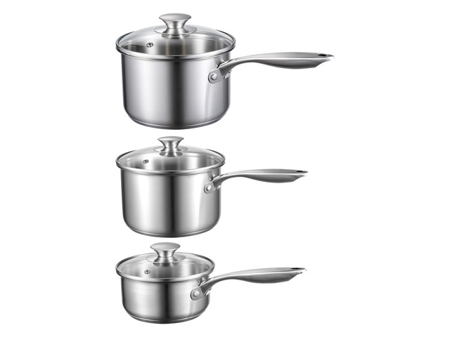 VEVOR 1 QT & 2 QT & 3 QT Saucepan Set Stainless Steel Saucepan with Glass Lids