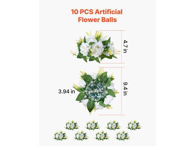 Flower Balls Arrangement Bouquet 10 PCS, 9.5-Inch Diameter Artificial Flower Balls Wedding Rose Centerpieces, Faux Flowers Arrangements for Wedding...
