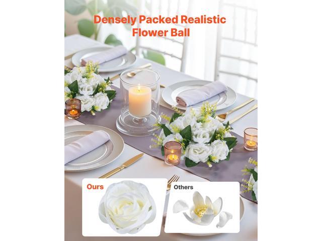 Flower Balls Arrangement Bouquet 10 PCS, 9.5-Inch Diameter Artificial Flower Balls Wedding Rose Centerpieces, Faux Flowers Arrangements for Wedding...