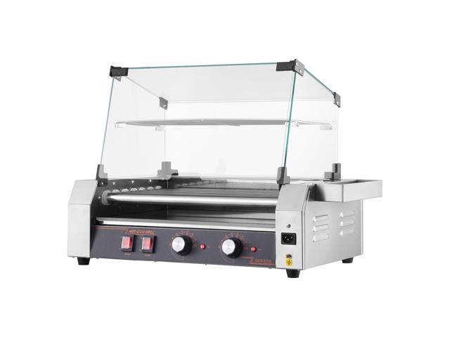 Hot Dog Roller, 18 Hot Dog 7 Rollers, Stainless Steel Sausage Grill Cooker, 1050W Commercial Hot Dog Machine with Dual Temp Control, Cover, Side...