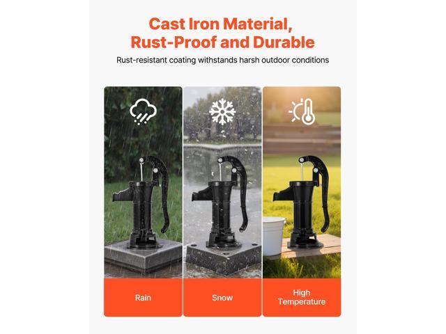 Well Hand Pitcher Pump, 25 ft Maximum Lift, Antique Cast Iron Manual Hand Water Pump, NPT 1-1/4 in Connection, Easy Installation, Old Fashioned for...