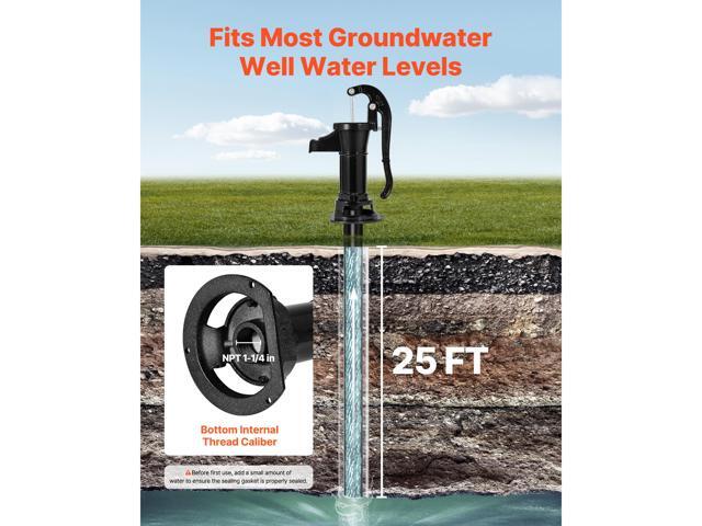 Well Hand Pitcher Pump, 25 ft Maximum Lift, Antique Cast Iron Manual Hand Water Pump, NPT 1-1/4 in Connection, Easy Installation, Old Fashioned for...