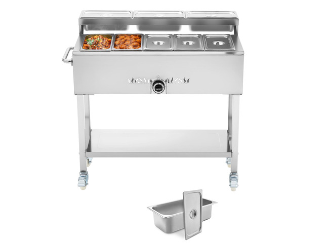 VEVOR Commercial Propane Steam Table Food Warmer 5 Food Pans & 3 Condiment Pans