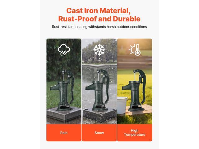 Well Hand Pitcher Pump, 25 ft Maximum Lift, Antique Cast Iron Manual Hand Water Pump, NPT 1-1/4 in Connection, Easy Installation, Old Fashioned for...