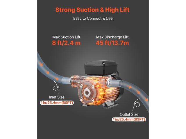 Fuel Transfer Pump 110V, 16 GPM 60 L/min, AC Electric Oil Transfer Pump for Diesel Kerosene Biodiesel, with Auto Fuel Nozzle & 2 Hoses, 45 ft/13.7...