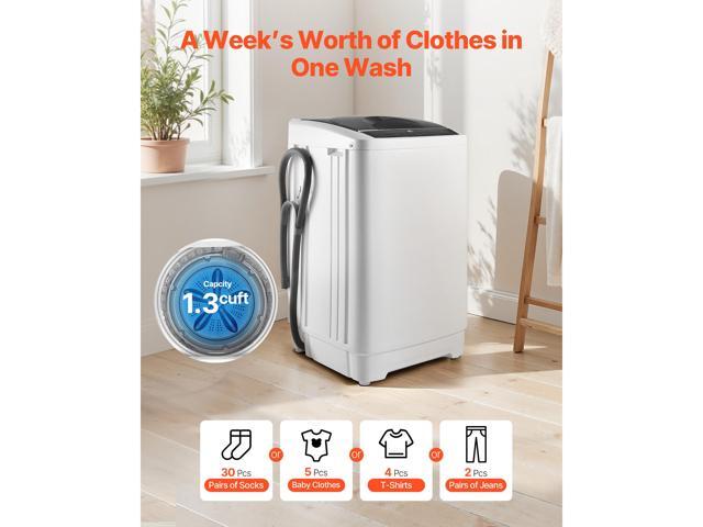 Portable Washing Machine, Portable Washer 1.3 cu. ft with LED Display, Stainless Steel Drum, 8 Wash Programs & 6 Adjustable Water Levels, Portable...