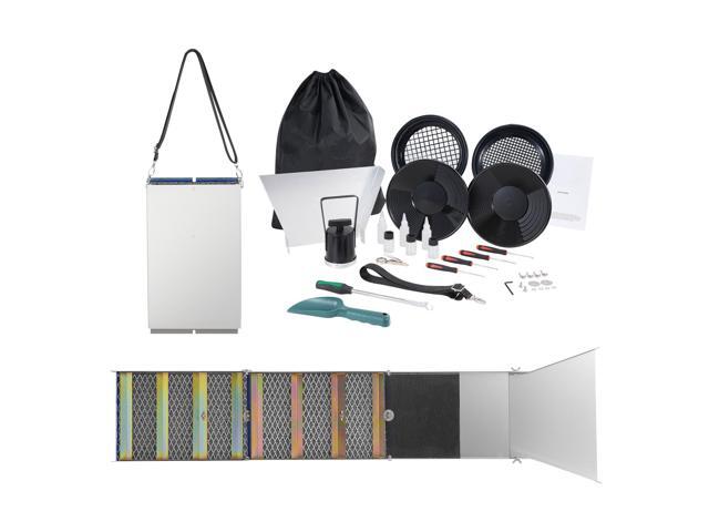 Folding Sluice Box Gold Panning Kit, 50 Inch 23pc Gold Prospecting Equipment Kit with Gold Pan, Classifier Screen, Separating Magnet, Backpack and...
