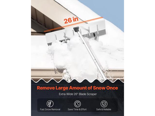 Snow Roof Rake, 26 in Aluminum Blade, 7.5-20 ft Adjustable Roof Snow Scraper with Wheels, Anti-Slip Handle Snows Removal Tool, Lightweight House...