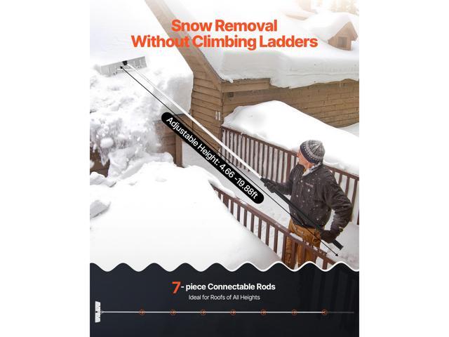 Snow Roof Rake, 26 in Aluminum Blade, 7.5-20 ft Adjustable Roof Snow Scraper with Wheels, Anti-Slip Handle Snows Removal Tool, Lightweight House...