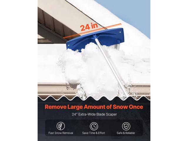 VEVOR 3.8-18.2 ft Snow Roof Rake 24 in Plastic Blade with Wheels Lightweight