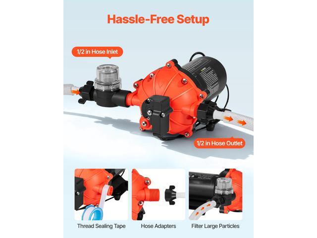 Water Pressure Pump, 110V AC 5 GPM, 5-Chamber On Demand Electric Diaphragm Water Transfer Pump, 60 PSI Max Pressure, Automatic Pressure Switch, for...