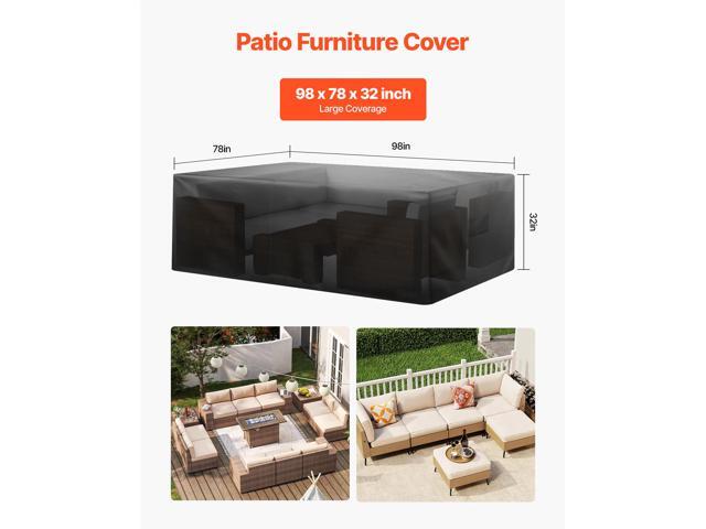 Patio Furniture Cover, 420D Heavy Duty Waterproof Outdoor Dining Table and Chairs Cover, Large Rectangular Patio Table Covers with Air Vent for All...