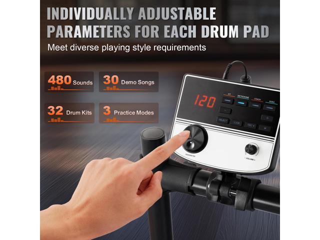 Electric Drum Set, 32 Drum Kits & 480 Sounds Electronic Drum Kit, USB MIDI Supported 8 in Quiet Mesh Snare Electric Drum Set with 10 in Cymbals...
