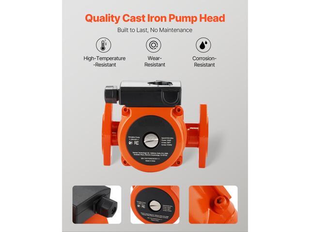 F-009-BF5-J Cast Iron Circulator Pump, 17 GPM, AC 120V 35 ft Hot Water Recirculating Circulation Pump, 3/4-Inch Flange Connection, 3-Speed...