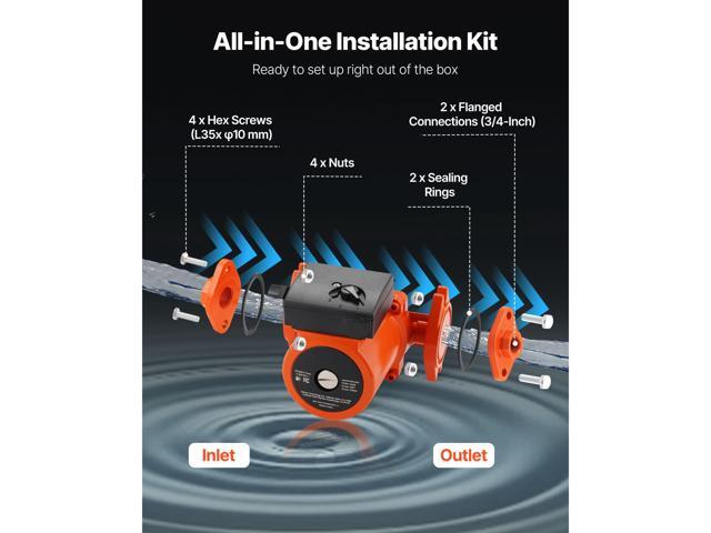 F-009-BF5-J Cast Iron Circulator Pump, 17 GPM, AC 120V 35 ft Hot Water Recirculating Circulation Pump, 3/4-Inch Flange Connection, 3-Speed...