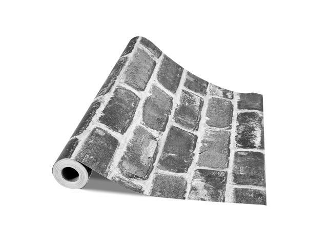 Peel and Stick Wallpaper, 17.7 x 393.7 inch Contact Paper Gray Brick Waterpoof Self Adhesive, Easy to Clean & Peel Wall Decorative Vinyl Roll for...