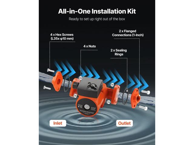 F-007-F5-71FC Cast Iron Circulator Pump, 23 GPM, AC 120V 16 ft Hot Water Recirculating Circulation Pump, 1-Inch Flange Connection, 3-Speed...