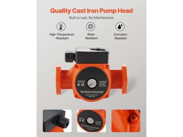 F-007-F5-71FC Cast Iron Circulator Pump, 23 GPM, AC 120V 16 ft Hot Water Recirculating Circulation Pump, 1-Inch Flange Connection, 3-Speed...
