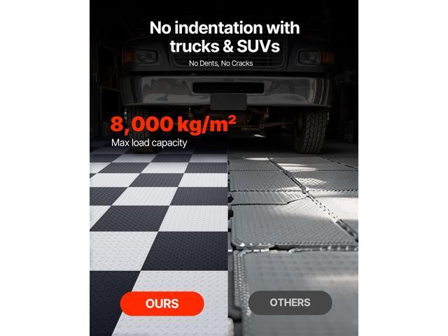 Garage Floor Tiles Interlocking, 8 Pack 20.2 x 20.2 x 0.2 in Interlocking Modular Garage Flooring Tiles, Diamond Plate Slip-Resistant PVC Mats for...