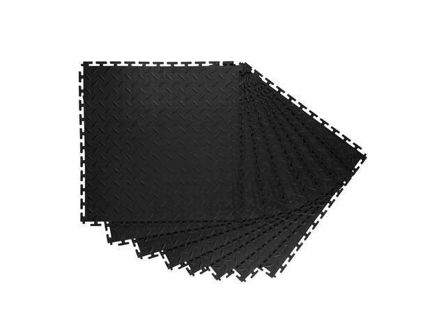 Garage Floor Tiles Interlocking, 8 Pack 20.2 x 20.2 x 0.2 in Interlocking Modular Garage Flooring Tiles, Diamond Plate Slip-Resistant PVC Mats for...