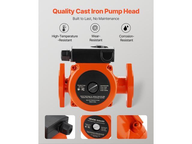 0011-BF4-J Cast Iron Circulator Pump, 33 GPM, AC 120V 33 ft Hot Water Recirculating Circulation Pump, 1-1/4 in Flange Connection, 3-Speed...