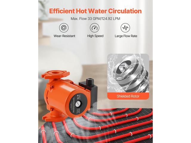 0011-BF4-J Cast Iron Circulator Pump, 33 GPM, AC 120V 33 ft Hot Water Recirculating Circulation Pump, 1-1/4 in Flange Connection, 3-Speed...