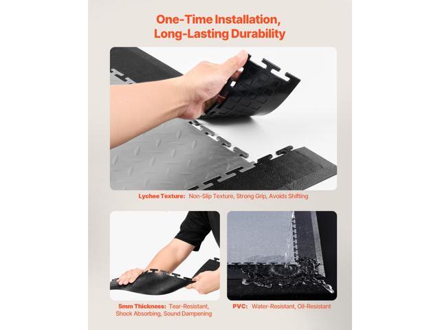Male Garage Floors Transition Edge Kit, 12 Edges and 4 Corners, Sturdy PVC Interlocking Modular Garage Floor Edging Slip-resistant, Compatible Only...