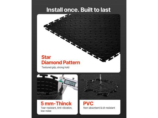 Garage Floor Tiles Interlocking, 8 Pack 20.2 x 20.2 x 0.2 in Interlocking Modular Garage Flooring Tiles, Diamond Plate Slip-Resistant PVC Mats for...