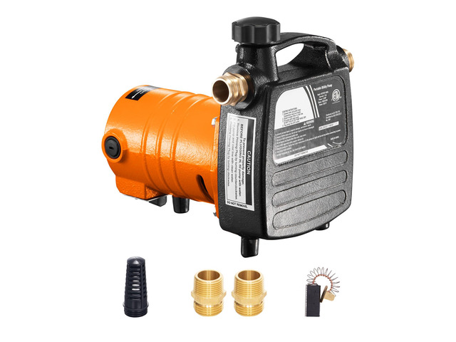 Cast Iron Water Transfer Pump, 115V AC 1600 GPH 1/2HP, Portable Electric Utility Pump with Carbon Brush, Filter, Brass Connectors, for Garden, Rain...