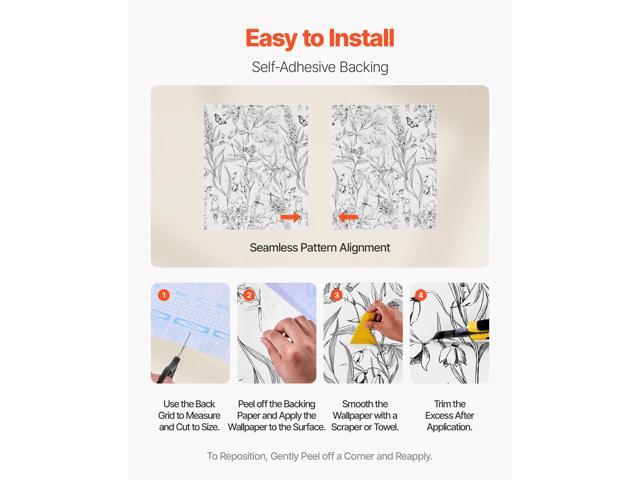 Peel and Stick Wallpaper, 17.7 x 393.7 inch Contact Paper White Line Art Botanical Floral Waterpoof Self Adhesive, Easy to Clean Wall Decorative...