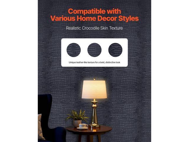 Peel and Stick Wallpaper, 15.7 x 393.7 inch Contact Paper Black Cracked Texture Waterpoof Self Adhesive, Easy to Clean & Peel Wall Decorative Vinyl...