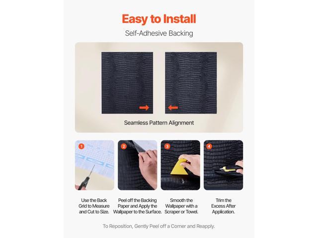 Peel and Stick Wallpaper, 15.7 x 393.7 inch Contact Paper Black Cracked Texture Waterpoof Self Adhesive, Easy to Clean & Peel Wall Decorative Vinyl...