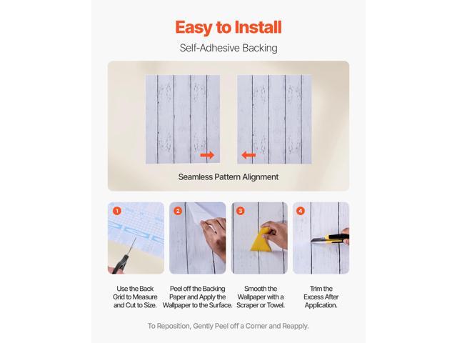 Peel and Stick Wallpaper, 17.7 x 472.4 inch Contact Paper White Wood Textured Waterpoof Self Adhesive, Easy to Clean & Peel Wall Decorative Vinyl...